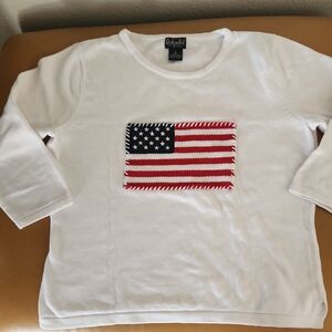 Rafaella White Sweater with American Flag Design